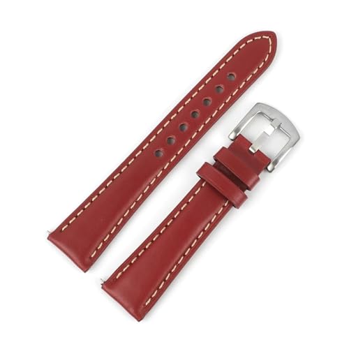 YONGNAGUI NASUNJIA Vintage Echtleder Uhrenarmbänder Herren Damen Armband 18 19 20 21 22mm Handgefertigtes Uhrenarmband Mit Edelstahlschnalle(Red,20MM_L-130 90MM) von YONGNAGUI