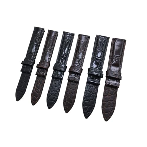 YONGNAGUI NASUNJIA Zweiseitiges Krokodilleder-Armband 14 16 18 19 20 21 22 Mm Alligator-Uhrenarmband Aus Echtem Leder Mit Schmetterlingsschnalle(Black silver clasp,22mm) von YONGNAGUI