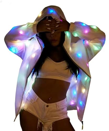 YONIYOWO Rave-Jacke für Damen und Herren, LED-Beleuchtung, für Erwachsene, Kinder, Tanzparty, Kostüm, Club, leuchtende Kleidung für Weihnachten, Halloween, Jacke, Groß von YONIYOWO