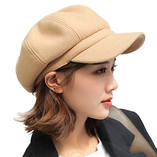 YONKOUNY Schirmmütze Barett Mütze Damen Casual Newsboy-Mütze Ballonmütze Beret Cap (Kamel) von YONKOUNY