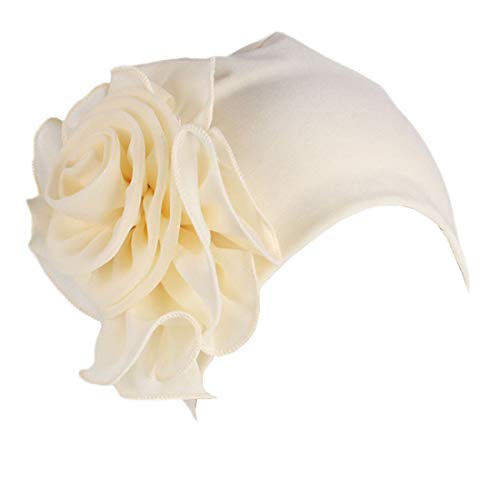 YONKOUNY Turban Hut Damen Sommer Elastisch Wraps Blumenmuster Kopftuch Chemo Hut Kopfbedeckung Kopfbedeckungen Kappe Kopfband Turban Mütze Beanie (Beige) von YONKOUNY