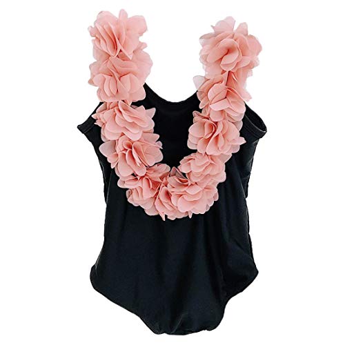 YONKINY Mädchen Tankini Einteiler Badeanzug Sommer Strand Mutter Tochter Bademode Familie Bikini Set Schwimmanzug (Schwarz für Mädchen, 110) von YONKOUNY