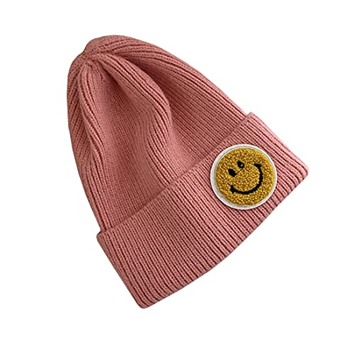 YONKOUNY Strickmütze Damen Warm Weich Wintermütze mit Lächeln Mode Beanie Mütze (Hot Pink) von YONKOUNY