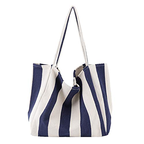 YONKOUNY Umhängetasche Damen Mode Canvas Groß Handtasche Shopper Tasche Schultertasche Strandtasche Henkeltasche (Blau) von YONKOUNY