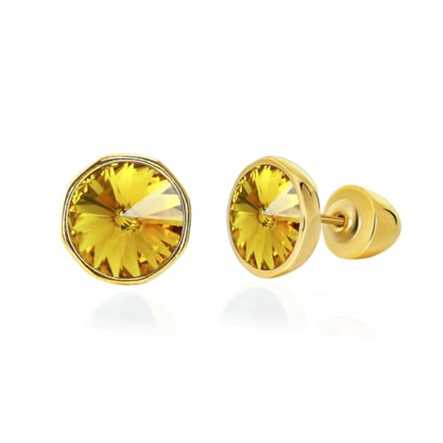 YONVUN Kristall Edelstein Ohrstecker 18k vergoldet Zirkon CZ Birthstone Ohrringe Rubin Saphir Smaragd Silber Schmuck Set Geschenk für Frau Mama Tochter Freundin von YONVUN