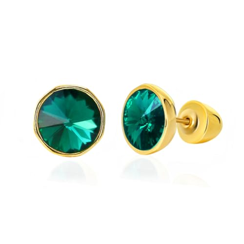 YONVUN Kristall Edelstein Ohrstecker 18k vergoldet Zirkon CZ Birthstone Ohrringe Rubin Saphir Smaragd Silber Schmuck Set Geschenk für Frau Mama Tochter Freundin von YONVUN
