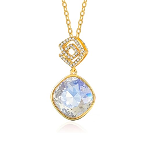 YONVUN Österreich Kristall Zirkon Diamant Anhänger Infinity Halskette überzogen 18k Gold Edelstein Birthstone Aussage Schmuck Geschenk für Frau Mutter Tochter Freundin von YONVUN