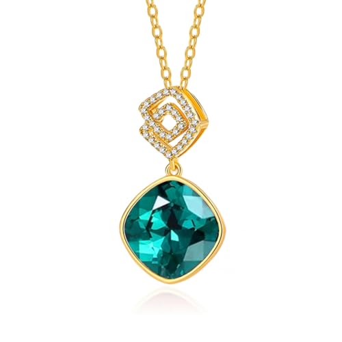 YONVUN Österreich Kristall Zirkon Diamant Anhänger Infinity Halskette überzogen 18k Gold Edelstein Birthstone Aussage Schmuck Geschenk für Frau Mutter Tochter Freundin von YONVUN