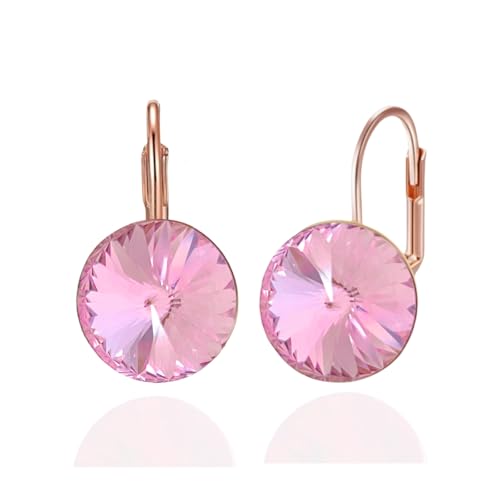 YONVUN Österreichische Kristall Runde Tropfen Hängend Leverback Ohrringe überzogen 18K/Rose Gold Zirkon Edelstein Birthstone Hängen Ohrringe mit Stein Silber Schmuck Geschenk für Frau Mama Tochter YONVUN Österreichische Kristall Runde Tropfen Hängend Leverback Ohrringe überzogen 18K/Rose Gold Zirkon Edelstein Birthstone Hängen Ohrringe mit Stein Silber Schmuck Geschenk für Frau Mama Tochter von YONVUN