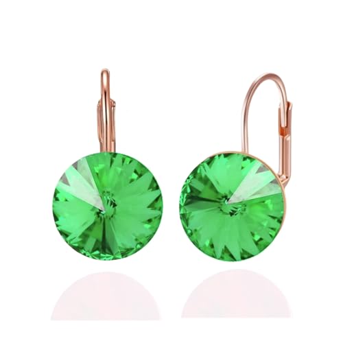 YONVUN Österreichische Kristall Runde Tropfen Hängend Leverback Ohrringe überzogen 18K/Rose Gold Zirkon Edelstein Birthstone Hängen Ohrringe mit Stein Silber Schmuck Geschenk für Frau Mama Tochter von YONVUN