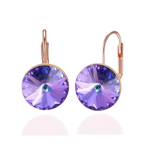 YONVUN Österreichische Kristall Runde Tropfen Hängend Leverback Ohrringe überzogen 18K/Rose Gold Zirkon Edelstein Birthstone Hängen Ohrringe mit Stein Silber Schmuck Geschenk für Frau Mama Tochter YONVUN Österreichische Kristall Runde Tropfen Hängend Leverback Ohrringe überzogen 18K/Rose Gold Zirkon Edelstein Birthstone Hängen Ohrringe mit Stein Silber Schmuck Geschenk für Frau Mama Tochter von YONVUN