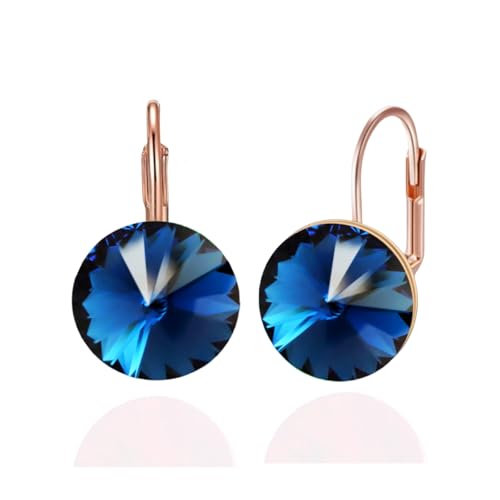 YONVUN Österreichische Kristall Runde Tropfen Hängend Leverback Ohrringe überzogen 18K/Rose Gold Zirkon Edelstein Birthstone Hängen Ohrringe mit Stein Silber Schmuck Geschenk für Frau Mama Tochter YONVUN Österreichische Kristall Runde Tropfen Hängend Leverback Ohrringe überzogen 18K/Rose Gold Zirkon Edelstein Birthstone Hängen Ohrringe mit Stein Silber Schmuck Geschenk für Frau Mama Tochter von YONVUN