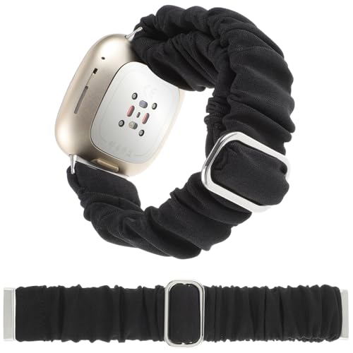 YONWORTH Verstellbare Haargummis, kompatibel mit Fitbit Versa 3/Versa 4/Sense/Sense 2 Bänder für Damen, dehnbares Armband, bequem, elastisch, Smartwatch-Armband, weiches Stoffband, Schwarz YONWORTH Verstellbare Haargummis, kompatibel mit Fitbit Versa 3/Versa 4/Sense/Sense 2 Bänder für Damen, dehnbares Armband, bequem, elastisch, Smartwatch-Armband, weiches Stoffband, Schwarz von YONWORTH