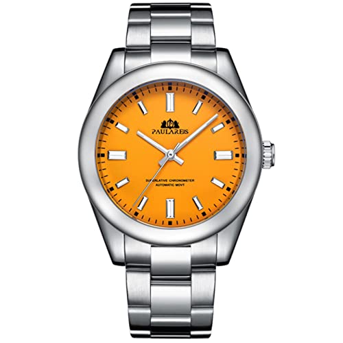 YONY Herren Neu Automatik Selbstaufzug Mechanisch Edelstahl Luxus Rot Gelb Himmelblau Grün Bunt Regenbogen Zifferblatt Modeuhr-Gelb YONY Herren Neu Automatik Selbstaufzug Mechanisch Edelstahl Luxus Rot Gelb Himmelblau Grün Bunt Regenbogen Zifferblatt Modeuhr-Gelb von YONY