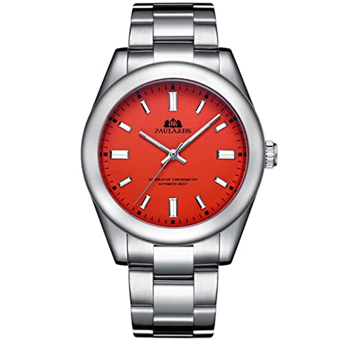 YONY Herren Neu Automatik Selbstaufzug Mechanisch Edelstahl Luxus Rot Gelb Himmelblau Grün Bunt Regenbogen Zifferblatt Modeuhr-Rot YONY Herren Neu Automatik Selbstaufzug Mechanisch Edelstahl Luxus Rot Gelb Himmelblau Grün Bunt Regenbogen Zifferblatt Modeuhr-Rot von YONY