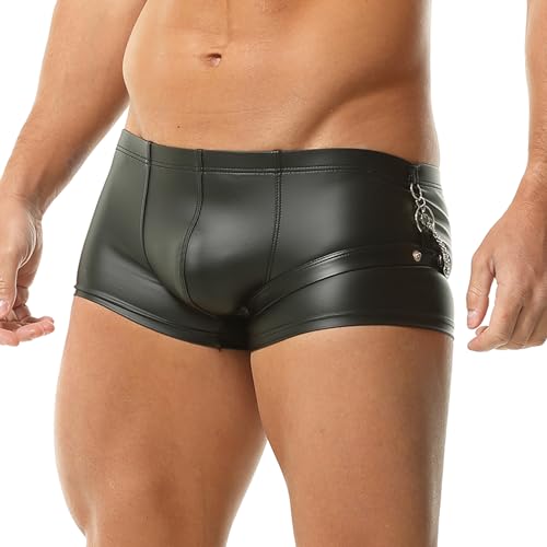 YOOBNG Herren Kunstleder Boxershorts Rave Shorts Hot Short Pants Clubwear YOOBNG Herren Kunstleder Boxershorts Rave Shorts Hot Short Pants Clubwear von YOOBNG