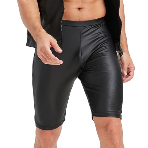 YOOBNG Herren PU Leder Shorts Boxer Shorts Elastische Taille Rave Hot Short Hosen Mittelhosen Clubwear Tanzbekleidung YOOBNG Herren PU Leder Shorts Boxer Shorts Elastische Taille Rave Hot Short Hosen Mittelhosen Clubwear Tanzbekleidung von YOOBNG