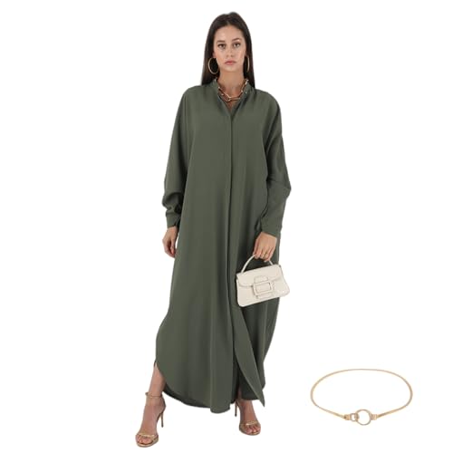 YOOCHUENG Gebetskleid für Muslimische Frauen, Muslimische Kleider Jilbabs für Frauen,Arabisch Kleid Türkisch,Bescheidene Kleider,Grün von YOOCHUENG