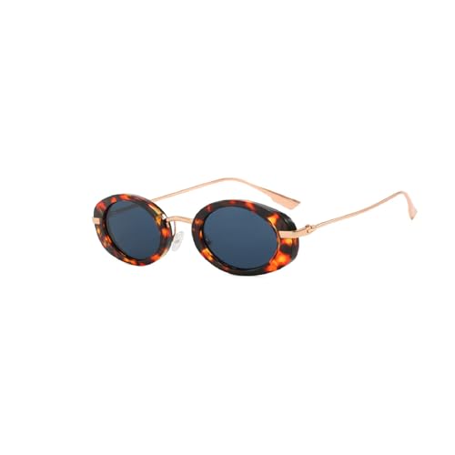 YOOCHUENG Retro Sonnenbrille Damen,Brillen Oval Polarisiert,Getont Trendy Damen Brillen mit Brillenetui,Polarisierende Sonnenbrille mit Brillenband,Leopard Rahmen Gray Linse von YOOCHUENG