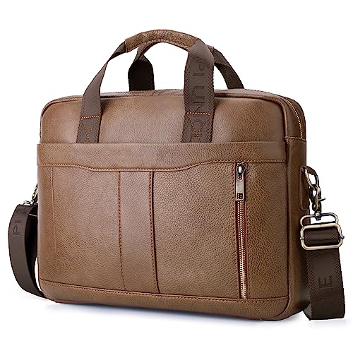 YOODI Businesstasche Herren Groß Echt Leder Aktentasche Laptoptasche 15.6 Zoll Schultertaschen Arbeitstasche Tablet Tasche Business Aktentasche für Tablets von YOODI