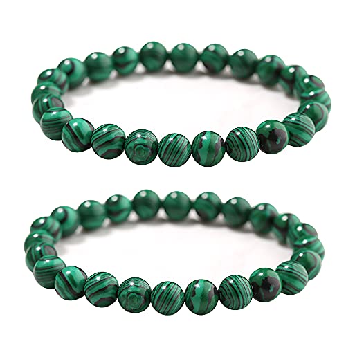 YOOESTORES82 Malachit-Armband-Set, handgefertigte Edelstein-Perlen, Stretch-Armbänder für Damen und Herren, Yoga-Armband, Stein-Kristallperlen, Armbänder, Metall, Kristall YOOESTORES82 Malachit-Armband-Set, handgefertigte Edelstein-Perlen, Stretch-Armbänder für Damen und Herren, Yoga-Armband, Stein-Kristallperlen, Armbänder, Metall, Kristall von YOOESTORES82