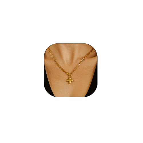 YOOESTORES82 Trendige goldene Büroklammerkette, Kreuz-Anhänger, minimalistische Schmelzstruktur, klobiger Statement-Schmuck, Geschenk für modische Frauen, Short, Metall, Kein Edelstein YOOESTORES82 Trendige goldene Büroklammerkette, Kreuz-Anhänger, minimalistische Schmelzstruktur, klobiger Statement-Schmuck, Geschenk für modische Frauen, Short, Metall, Kein Edelstein von YOOESTORES82
