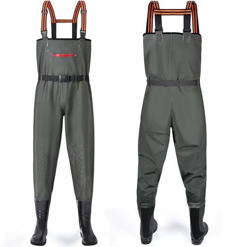 YOOHBERRYS Wathose Herren Damen, Angelhose für Erwachsene mit Stiefel, Atmungsaktive Wasserdicht Watthosen für Sport Angelliebhaber, Angeln, Wassersport, Outdoor Aktivitäten (Grün, 43) von YOOHBERRYS