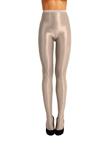 YOOJIA Damen Strumpfhosen Glänzende Feinstrumpfhose Strumpf Leggings Seidenstrumpfhose Figurformende Pantyhose Hautfarbe Einheitsgröße von YOOJIA