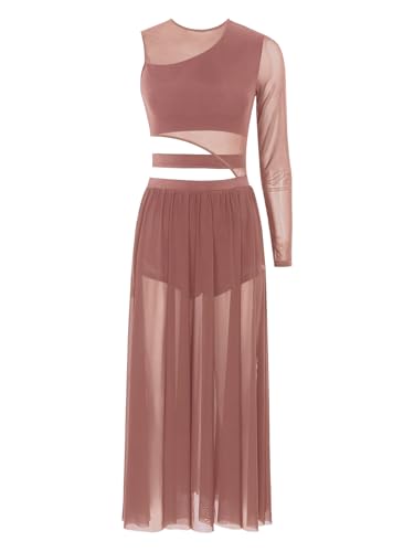 YOOJIA Damen Tanzkleid Eiskunstlauf Kleid Ballettanzug Lang Ballettkleid EIN Schulter Latein Rumba Tango Kleid Ballsaal Dancewear Altrosa XL YOOJIA Damen Tanzkleid Eiskunstlauf Kleid Ballettanzug Lang Ballettkleid EIN Schulter Latein Rumba Tango Kleid Ballsaal Dancewear Altrosa XL von YOOJIA