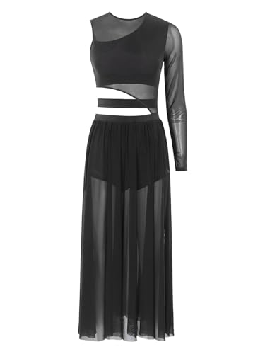 YOOJIA Damen Tanzkleid Eiskunstlauf Kleid Ballettanzug Lang Ballettkleid EIN Schulter Latein Rumba Tango Kleid Ballsaal Dancewear Schwarz L YOOJIA Damen Tanzkleid Eiskunstlauf Kleid Ballettanzug Lang Ballettkleid EIN Schulter Latein Rumba Tango Kleid Ballsaal Dancewear Schwarz L von YOOJIA