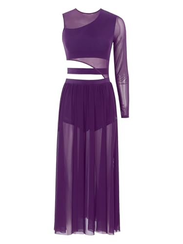 YOOJIA Damen Tanzkleid Eiskunstlauf Kleid Ballettanzug Lang Ballettkleid EIN Schulter Latein Rumba Tango Kleid Ballsaal Dancewear Violett L YOOJIA Damen Tanzkleid Eiskunstlauf Kleid Ballettanzug Lang Ballettkleid EIN Schulter Latein Rumba Tango Kleid Ballsaal Dancewear Violett L von YOOJIA