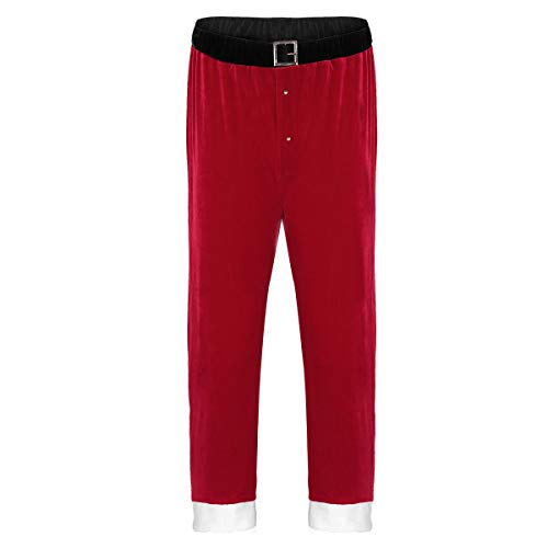YOOJIA Herren/Damen Samt Hose Rot Weihnachtsmann Kostüm Hose lang Pants Weihnachten Party Santa Claus Kostüm Rot XXL von YOOJIA