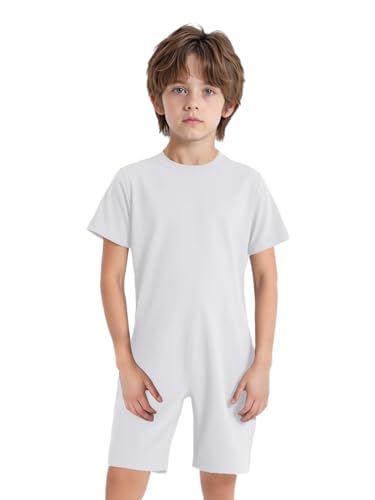 YOOJIA Jungen Mädchen Anti-Strip-Pflegeanzug Strampler für behinderte Patienten Damenbinde 100% Baumwolle mit Reißverschluss hinten 3-16 Jahre Weiß 98-104 von YOOJIA