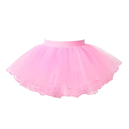 YOOJIA Kinder Mädchen Ballettrock Petticoat Tuturock aus Tüll Prinzessin Ballettröckchen zum Reinschlüpfen A Pink 116-146 von YOOJIA