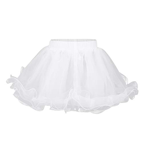 YOOJIA Mädchen Pettiskirt Tutu Rock Petticoat Unterrock 50er Krinoline Underskirt für Rockabilly Kleid Hochzeit Brautkleid Partykleid Weiss 122-128 von YOOJIA