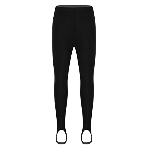 YOOJIA Unisex Kinder Sport Leggings Sporthose Jogginghose Blickdicht Ballett Strumpfhose mit Steigbügel Tights Hose für Yoga Gymnastik Fitness Schwarz 128-140 von YOOJIA