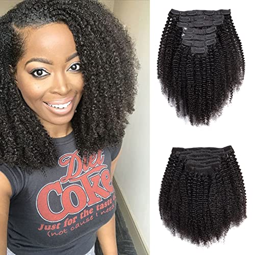 Kinky lockige Clip-in-Haarverlängerungen aus Echthaar, 3C 4A Echthaar, Clip-in-Extensions, Doppelschuss, Afro-Haarverlängerung, gelockt, für schwarze Frauen, natürliche Farbe, 7 Stück, 100 g/Set, 35,6 Kinky lockige Clip-in-Haarverlängerungen aus Echthaar, 3C 4A Echthaar, Clip-in-Extensions, Doppelschuss, Afro-Haarverlängerung, gelockt, für schwarze Frauen, natürliche Farbe, 7 Stück, 100 g/Set, 35,6 von YOOONXI