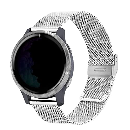 YOOSIDE Armband für Garmin Venu Sq 2 / Venu 2 Plus/Vivoactive 5, Edelstahl Masche Metall 20mm Ersatzarmband für Samsung Galaxy Watch 6/ Watch 5/Watch 4 (Silber) von YOOSIDE