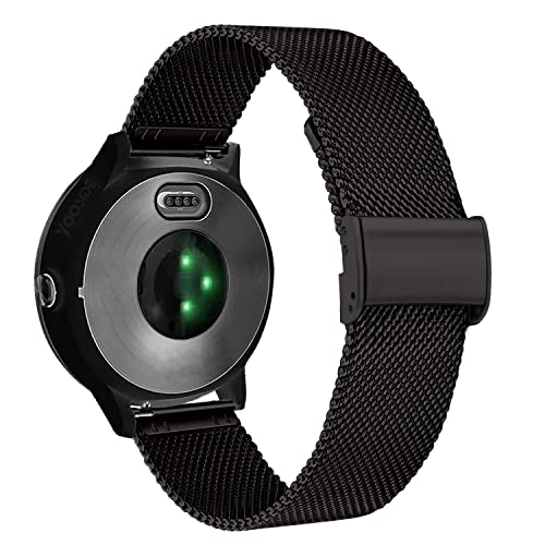 YOOSIDE Armband für Garmin Venu Sq 2 / Venu 2 Plus/Vivoactive 5, Edelstahl Masche Metall 20mm Ersatzarmband für Samsung Galaxy Watch 6/ Watch 5/Watch 4(Schwarz) von YOOSIDE