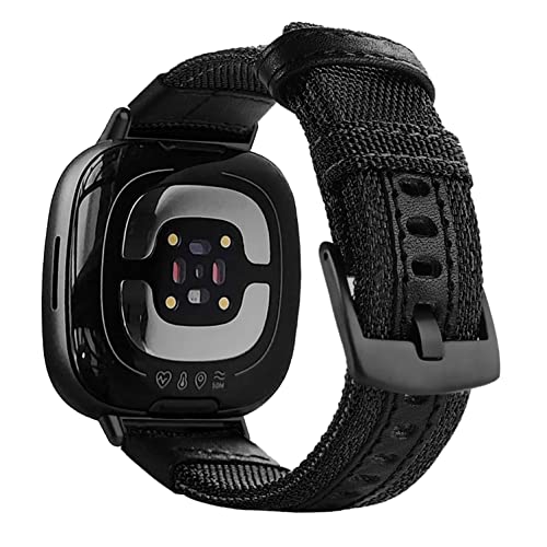 YOOSIDE Nylon Armband für Fitbit Versa 4 / Sense 2, Verbesserte Anschlüsse mit atmungsaktivem Gewebe Strapazierfähige Herren Uhrenarmband kompatibel mit Fitbit Versa 3 / Sense (Schwarz) von YOOSIDE