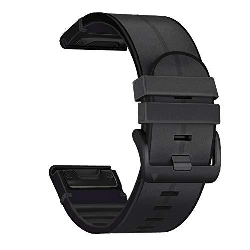 YOOSIDE Quick Fit 26mm Armband für Garmin epix Pro 51mm / Enduro/Fenix 7X / Fenix 6X / Fenix 5X / Instinct 2X, Echtleder+Silikon Schweißresistent Ersatzarmband Uhrenarmband (Schwarz) von YOOSIDE