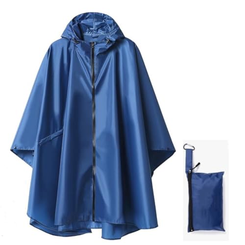 YOOTUKL Damen Wasserdicht Regenponcho Stilvoll Wiederverwendbar Rain Poncho Hiking Cycling Outdoor Mehrzweck Regenjacke Raincoat mit KapuzeTasche für Damen, Herren, Blau von YOOTUKL