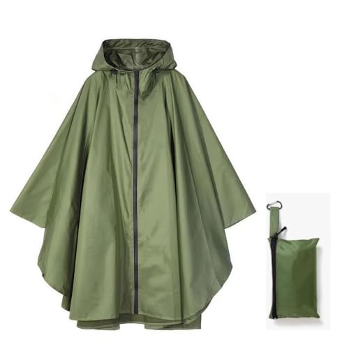 YOOTUKL Damen Wasserdicht Regenponcho Stilvoll Wiederverwendbar Rain Poncho Hiking Cycling Outdoor Mehrzweck Regenjacke Raincoat mit KapuzeTasche für Damen, Herren Armee Grün von YOOTUKL