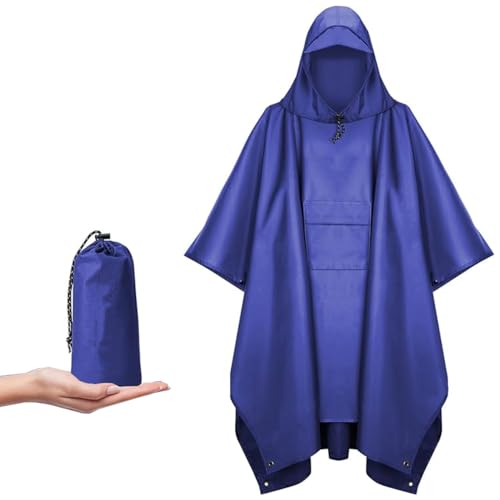 YOOTUKL Leicht Wasserdicht Regenponcho Herren & Damen Wiederverwendbar Ripstop Atmungsaktiver Mehrzweck Mehrzweck Regenjacke Outdoor mit Kapuze Ideal für im Freien Camping Wandern Angeln, Blau von YOOTUKL