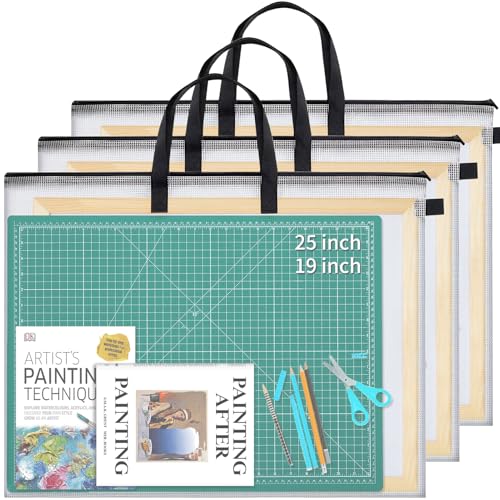 YOPCDJ Kunst-Portfolio-Tasche mit Griff, 63,5 x 48,3 cm, mit Reißverschluss, für Pinnwand, Poster, Sammelalbum und Andenken, 3 Stück YOPCDJ Kunst-Portfolio-Tasche mit Griff, 63,5 x 48,3 cm, mit Reißverschluss, für Pinnwand, Poster, Sammelalbum und Andenken, 3 Stück von YOPCDJ