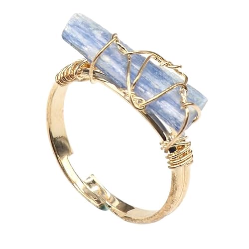 2 Stück Natürlicher Amethyst und Citrin Kristallstein Ring | Handgefertigter, verstellbarer Seidenring für Frauen, One Size von YOPI