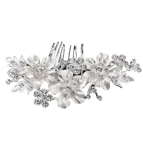 Antik vergoldet Braut Haar Zubehör Haar Kamm Clip Pin Haarspange Band Ornament Brosche(Silver) von YOPI