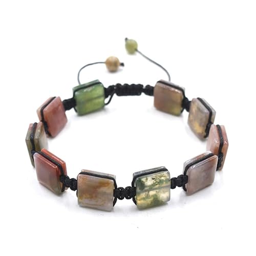 Armband aus geflochtener Kordel, quadratisch, mit Kristallsteinen, ethnischer Schmuck für Damen, Einheitsgröße von YOPI