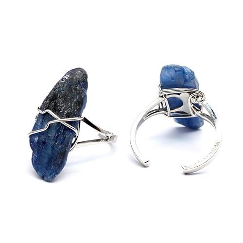 Blauer Kristall Labradorit Steinring - Verstellbarer Öffnungsschmuck für Frauen, One Size von YOPI