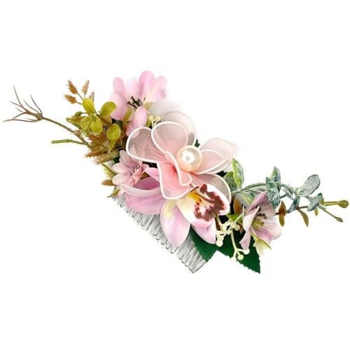 Blume Simulation Haar Kamm for Bräute Braut Zubehör Haar Disc Haar Karte(Pink1) von YOPI